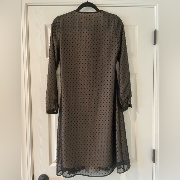 Luxe & Arrow Long Button Down Black Feminine Classy Dress Lace/Polka Dots Size S - Picture 4 of 9